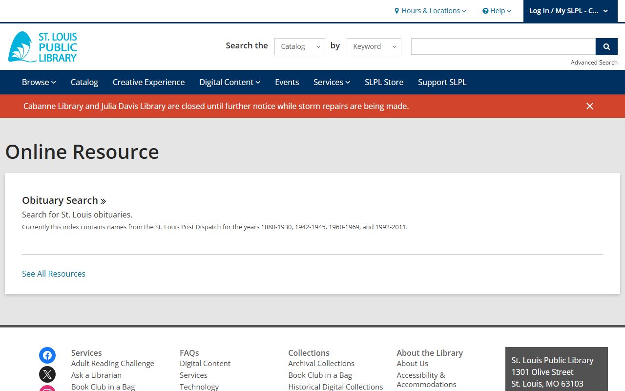 St. Louis obituary search tool