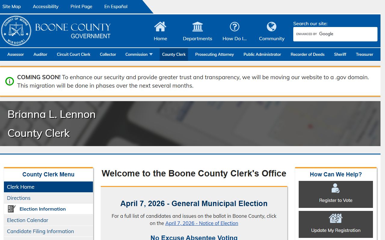Boone County Recorder of Deeds office for obituary records