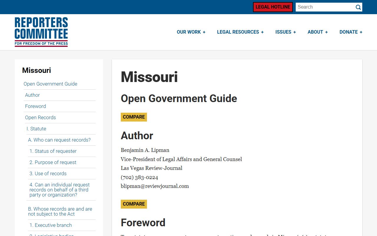 Missouri Sunshine Law guide for public obituary records access